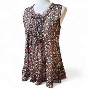 90s Myth NYC Boho Whimsigoth Sheer Henley Layerable Tank Top